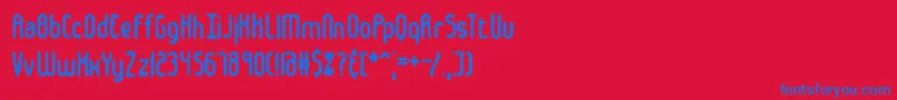 フォントHairball – 赤い背景に青い文字
