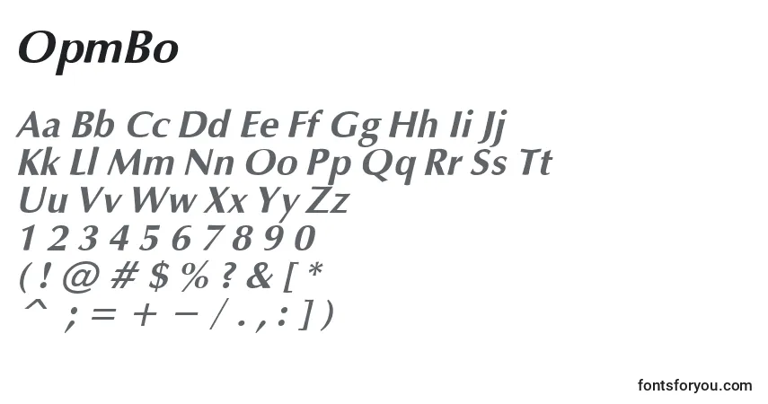 Czcionka OpmBo – alfabet, cyfry, specjalne znaki