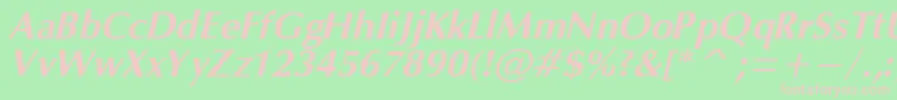 OpmBo-Schriftart – Rosa Schriften auf grünem Hintergrund