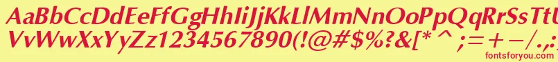 Czcionka OpmBo – czerwone czcionki na żółtym tle