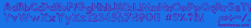 フォントPunkRockRummageSale – 紫色のフォント、青い背景