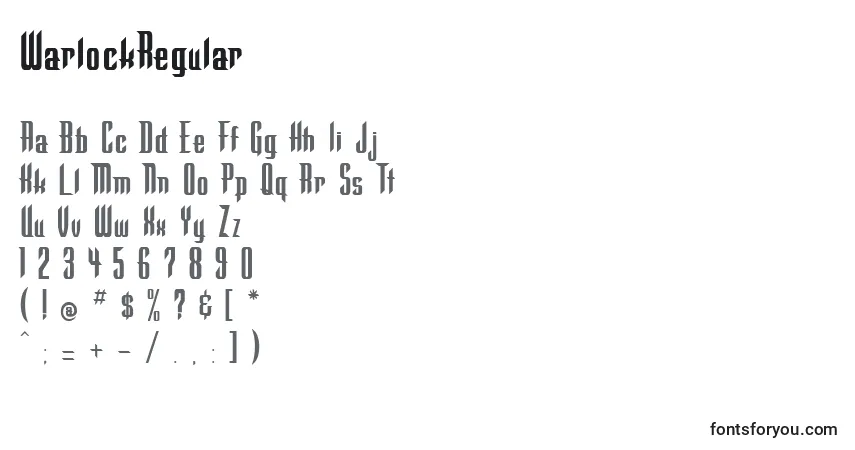 Czcionka WarlockRegular – alfabet, cyfry, specjalne znaki
