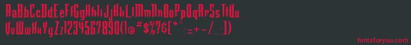 フォントWarlockRegular – 黒い背景に赤い文字