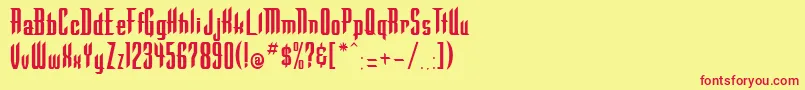 WarlockRegular-Schriftart – Rote Schriften auf gelbem Hintergrund