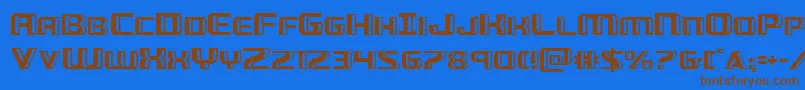 フォントGreasegun – 茶色の文字が青い背景にあります。