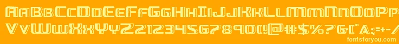 Greasegun-Schriftart – Gelbe Schriften auf orangefarbenem Hintergrund