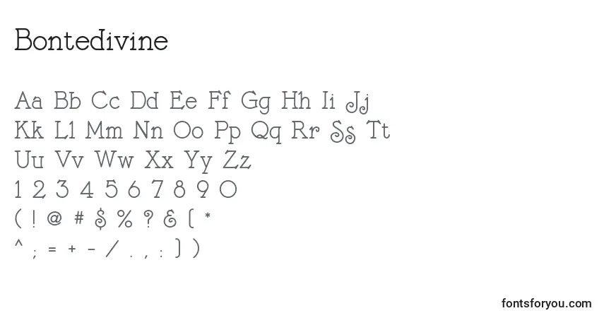 Bontedivine-fontti – aakkoset, numerot, erikoismerkit
