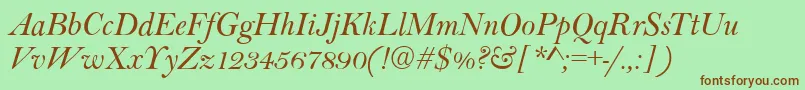 Fonte BaltimoreItalic – fontes marrons em um fundo verde