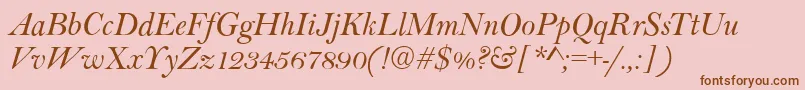 Fonte BaltimoreItalic – fontes marrons em um fundo rosa