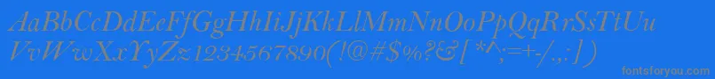 BaltimoreItalic-Schriftart – Graue Schriften auf blauem Hintergrund