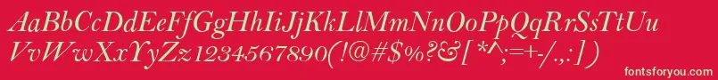 BaltimoreItalic Font – Green Fonts on Red Background