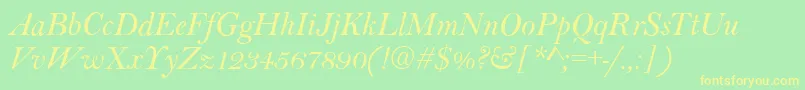 BaltimoreItalic Font – Yellow Fonts on Green Background