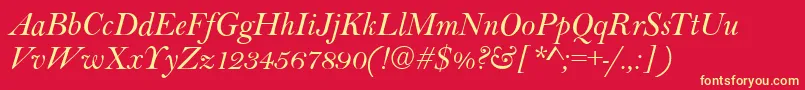 BaltimoreItalic Font – Yellow Fonts on Red Background