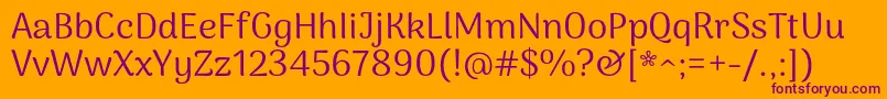 ArimakoshiRegular-Schriftart – Violette Schriften auf orangefarbenem Hintergrund