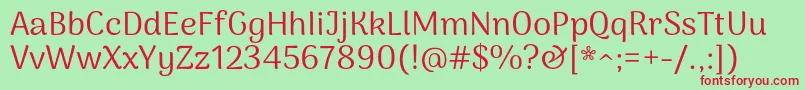 ArimakoshiRegular-fontti – punaiset fontit vihreällä taustalla