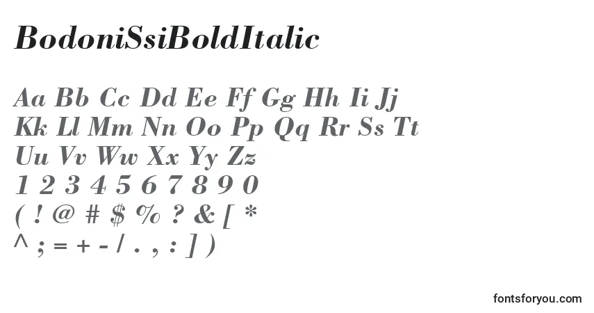 BodoniSsiBoldItalic Font – alphabet, numbers, special characters