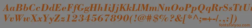 フォントBodoniSsiBoldItalic – 茶色の文字が灰色の背景にあります。