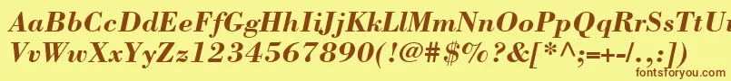 フォントBodoniSsiBoldItalic – 茶色の文字が黄色の背景にあります。