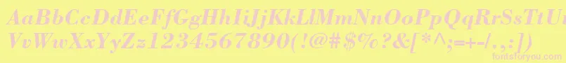 BodoniSsiBoldItalic Font – Pink Fonts on Yellow Background