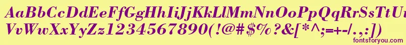 BodoniSsiBoldItalic Font – Purple Fonts on Yellow Background