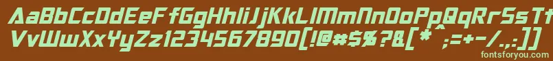 OptimusItalic-fontti – vihreät fontit ruskealla taustalla