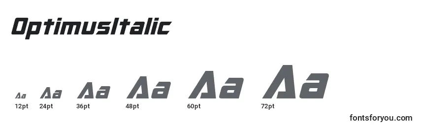 OptimusItalic Font Sizes