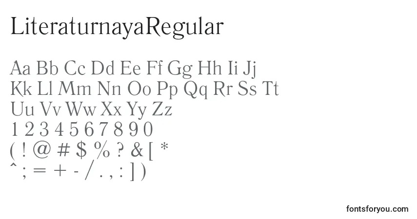 LiteraturnayaRegular-fontti – aakkoset, numerot, erikoismerkit