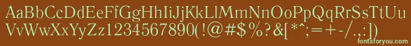 フォントLiteraturnayaRegular – 緑色の文字が茶色の背景にあります。