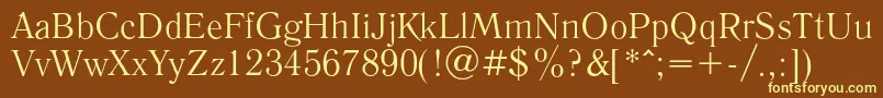 LiteraturnayaRegular-fontti – keltaiset fontit ruskealla taustalla