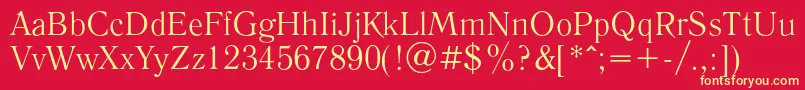 LiteraturnayaRegular-Schriftart – Gelbe Schriften auf rotem Hintergrund