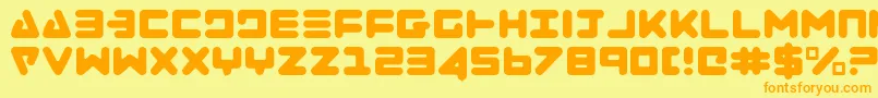 Zealotl-Schriftart – Orangefarbene Schriften auf gelbem Hintergrund