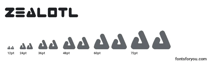 Размеры шрифта Zealotl