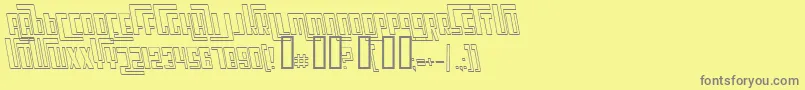 Fonte CosmicAgeOutlineItalic – fontes cinzas em um fundo amarelo