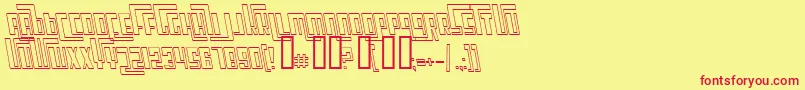 Czcionka CosmicAgeOutlineItalic – czerwone czcionki na żółtym tle