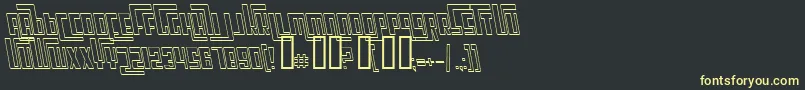 Fonte CosmicAgeOutlineItalic – fontes amarelas em um fundo preto