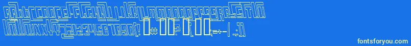 CosmicAgeOutlineItalic-fontti – keltaiset fontit sinisellä taustalla