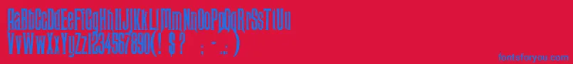 Fonte MidnightMoonPersonalUseOnly – fontes azuis em um fundo vermelho