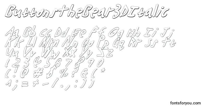 A fonte ButtonsTheBear3DItalic – alfabeto, números, caracteres especiais