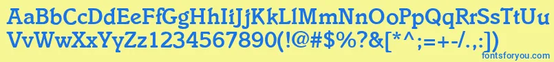 I831SlabBold Font – Blue Fonts on Yellow Background