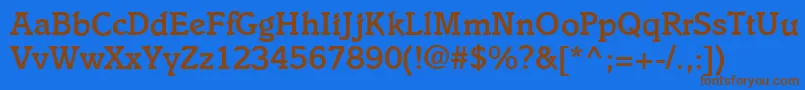 I831SlabBold Font – Brown Fonts on Blue Background