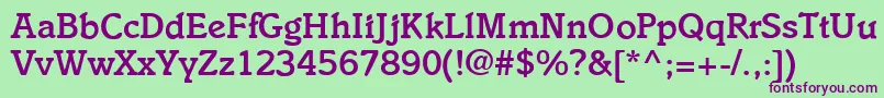 I831SlabBold Font – Purple Fonts on Green Background