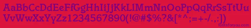 I831SlabBold Font – Purple Fonts on Red Background