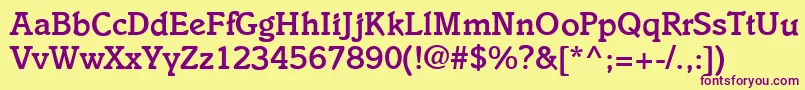 I831SlabBold Font – Purple Fonts on Yellow Background