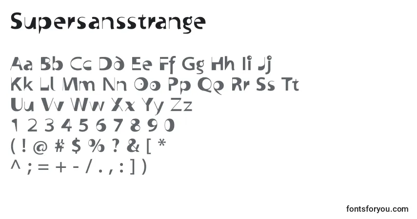 Supersansstrange-fontti – aakkoset, numerot, erikoismerkit