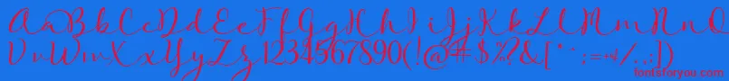RoseOfBaltimore-Schriftart – Rote Schriften auf blauem Hintergrund