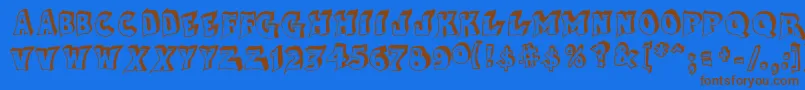 フォントAfterCheretBold – 茶色の文字が青い背景にあります。