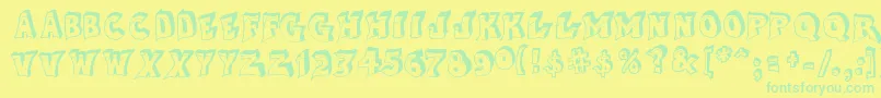 AfterCheretBold Font – Green Fonts on Yellow Background