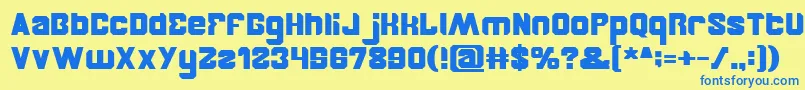 フォントBrotherBold – 青い文字が黄色の背景にあります。