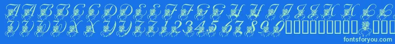 LmsKatysBouquet Font – Green Fonts on Blue Background