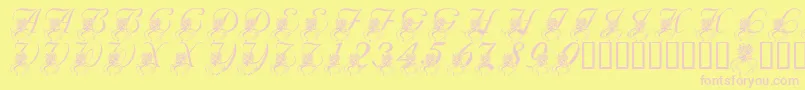 LmsKatysBouquet-Schriftart – Rosa Schriften auf gelbem Hintergrund
